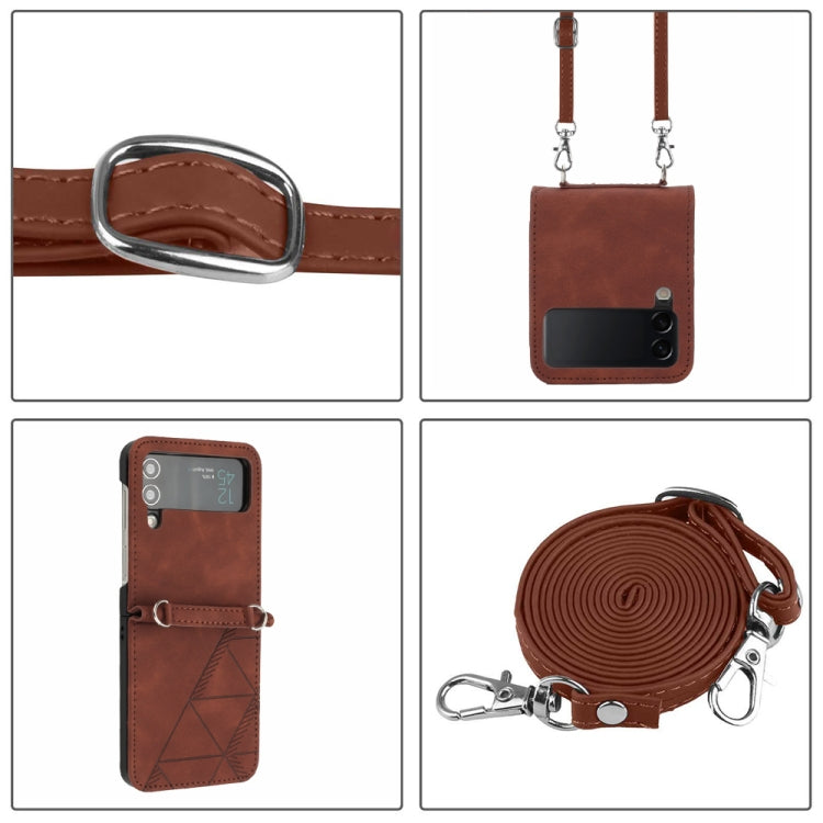 For Samsung Galaxy Z Flip4 Crossbody 3D Embossed Leather Phone Case