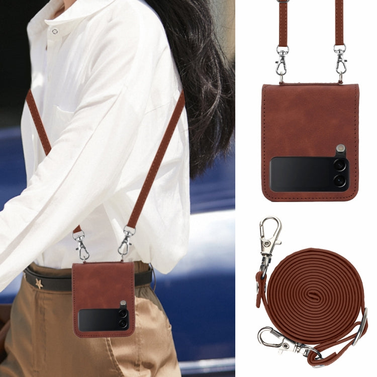 For Samsung Galaxy Z Flip4 Crossbody 3D Embossed Leather Phone Case