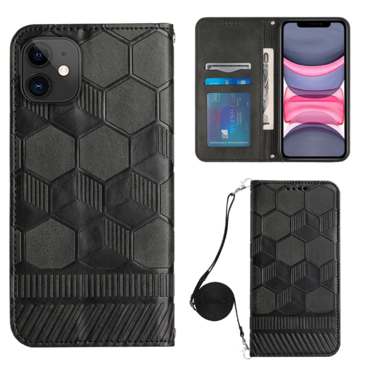For iPhone 11 Crossbody Football Texture Magnetic PU Phone Case