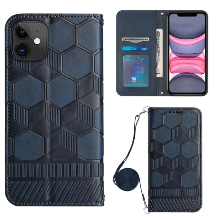 For iPhone 11 Crossbody Football Texture Magnetic PU Phone Case