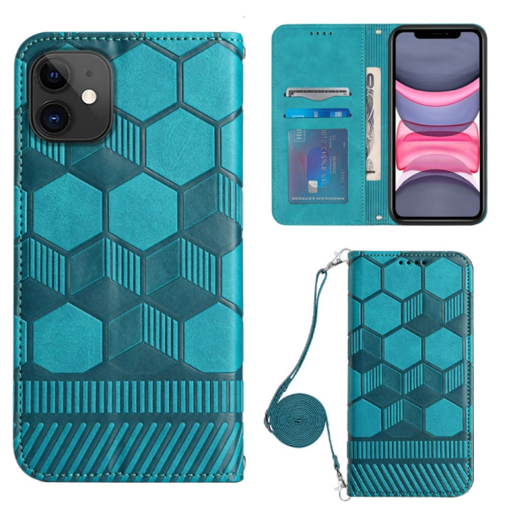 For iPhone 11 Crossbody Football Texture Magnetic PU Phone Case