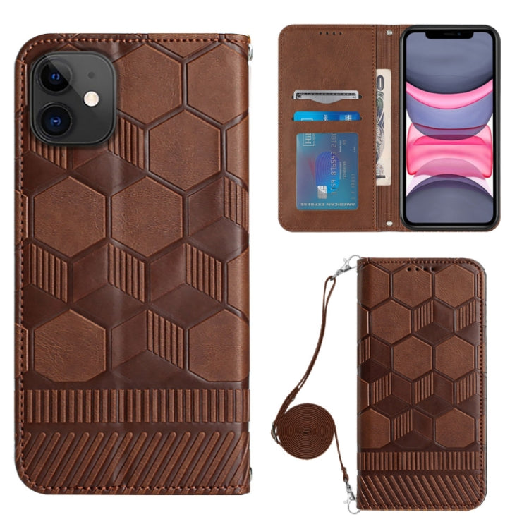 For iPhone 11 Crossbody Football Texture Magnetic PU Phone Case