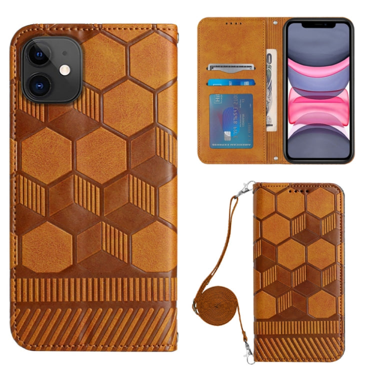 For iPhone 11 Crossbody Football Texture Magnetic PU Phone Case