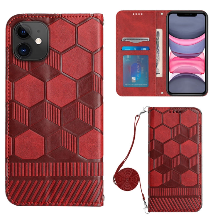 For iPhone 11 Crossbody Football Texture Magnetic PU Phone Case