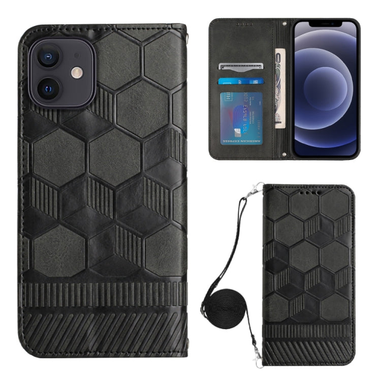 For iPhone 12 Crossbody Football Texture Magnetic PU Phone Case
