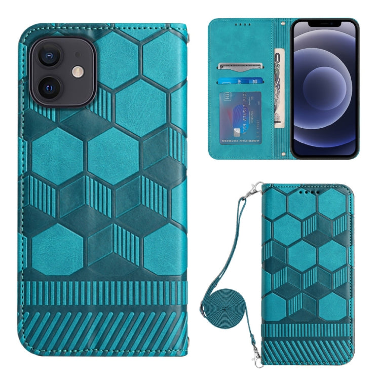 For iPhone 12 Crossbody Football Texture Magnetic PU Phone Case