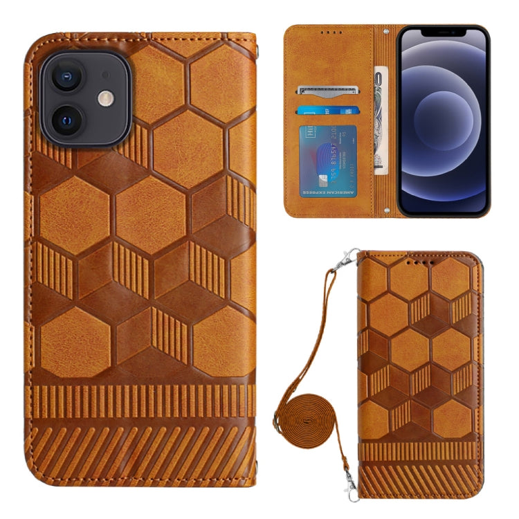 For iPhone 12 Crossbody Football Texture Magnetic PU Phone Case