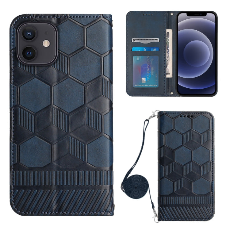 For iPhone 12 mini Crossbody Football Texture Magnetic PU Phone Case