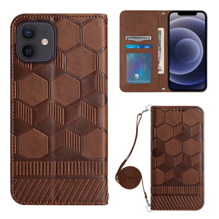 For iPhone 12 mini Crossbody Football Texture Magnetic PU Phone Case