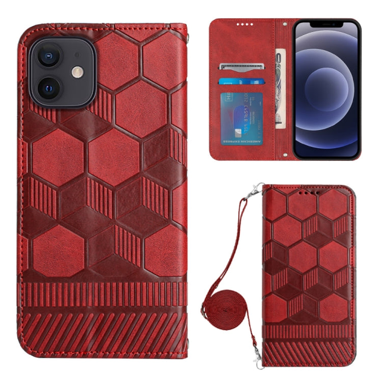 For iPhone 12 mini Crossbody Football Texture Magnetic PU Phone Case
