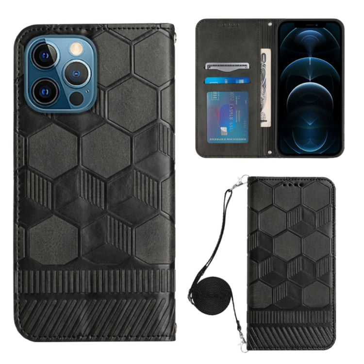 For iPhone 12 Pro Crossbody Football Texture Magnetic PU Phone Case