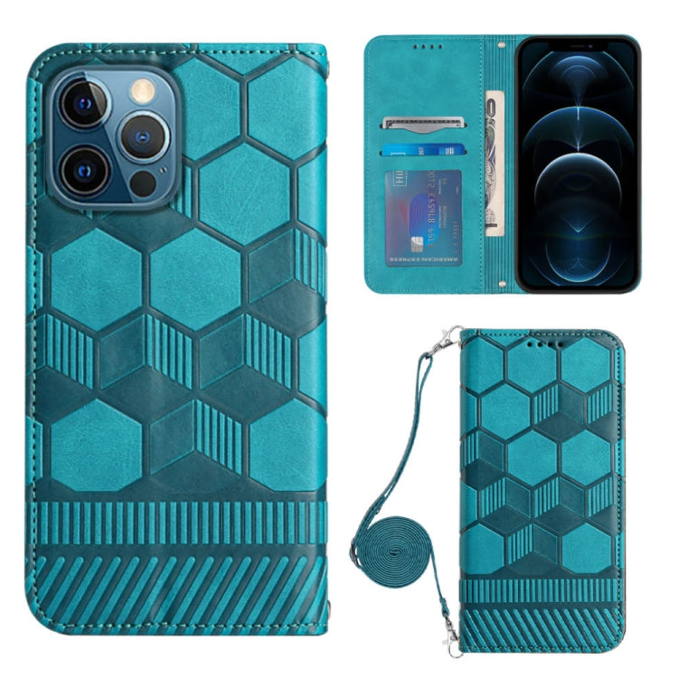 For iPhone 12 Pro Crossbody Football Texture Magnetic PU Phone Case