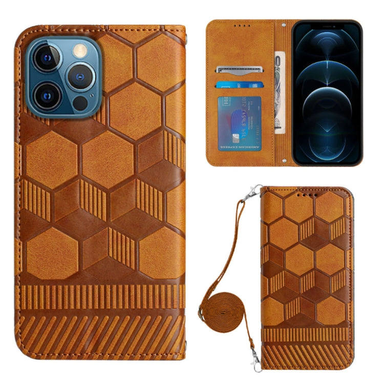 For iPhone 12 Pro Crossbody Football Texture Magnetic PU Phone Case