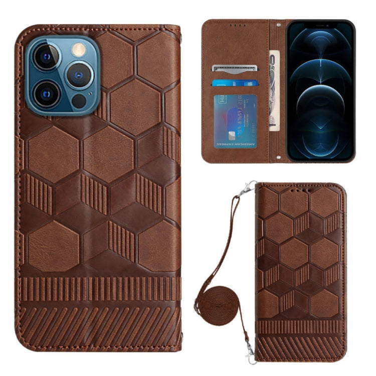 For iPhone 12 Pro Max Crossbody Football Texture Magnetic PU Phone Case