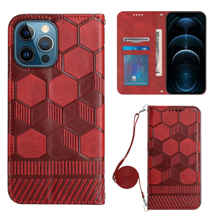 For iPhone 12 Pro Max Crossbody Football Texture Magnetic PU Phone Case
