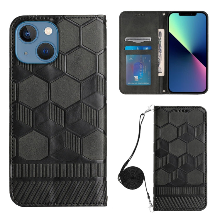 For iPhone 13 Crossbody Football Texture Magnetic PU Phone Case