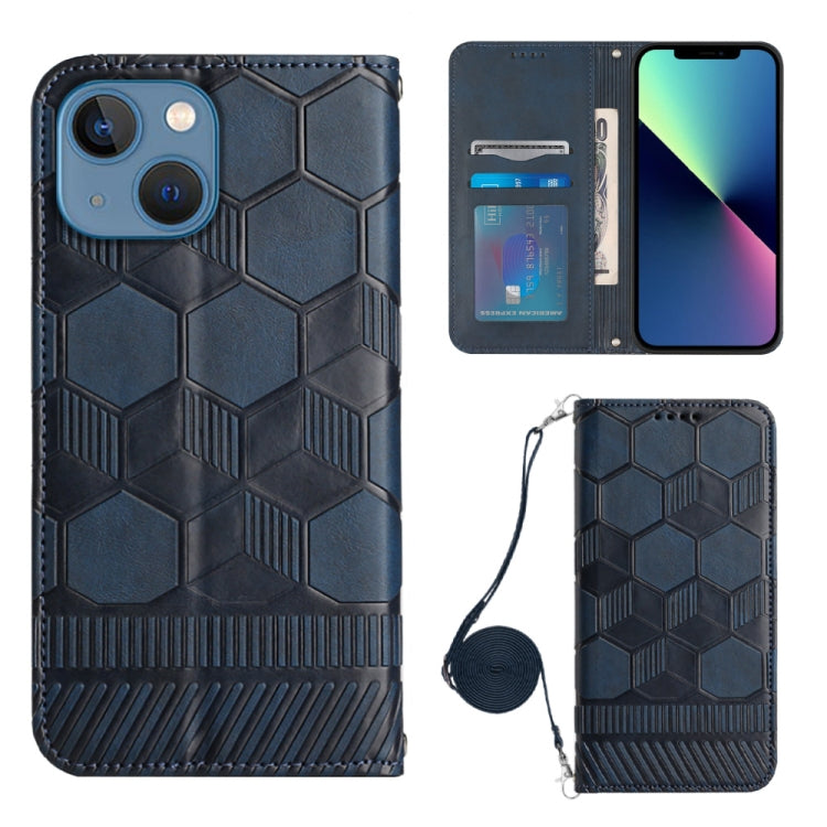 For iPhone 13 Crossbody Football Texture Magnetic PU Phone Case