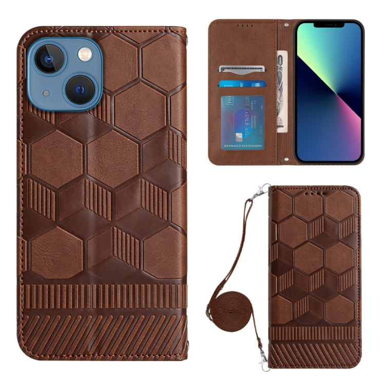 For iPhone 13 Crossbody Football Texture Magnetic PU Phone Case