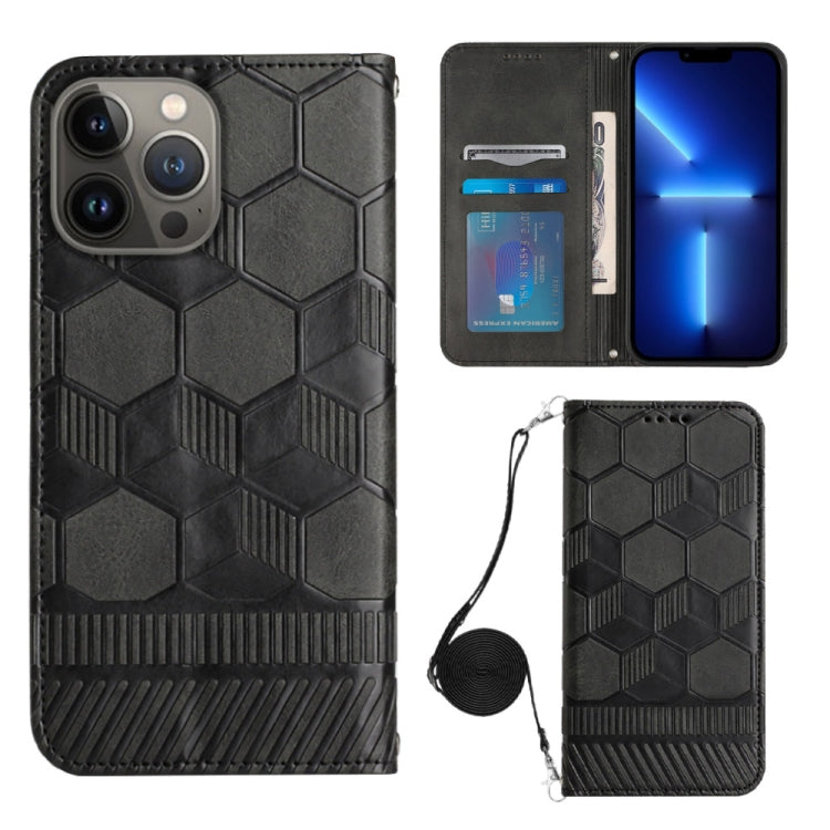 For iPhone 13 Pro Crossbody Football Texture Magnetic PU Phone Case