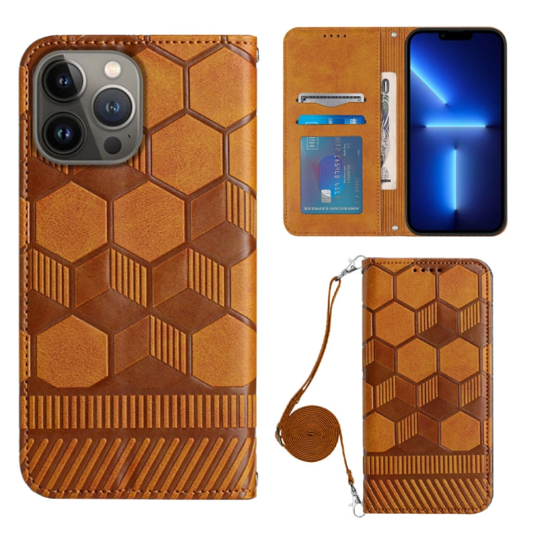 For iPhone 13 Pro Crossbody Football Texture Magnetic PU Phone Case