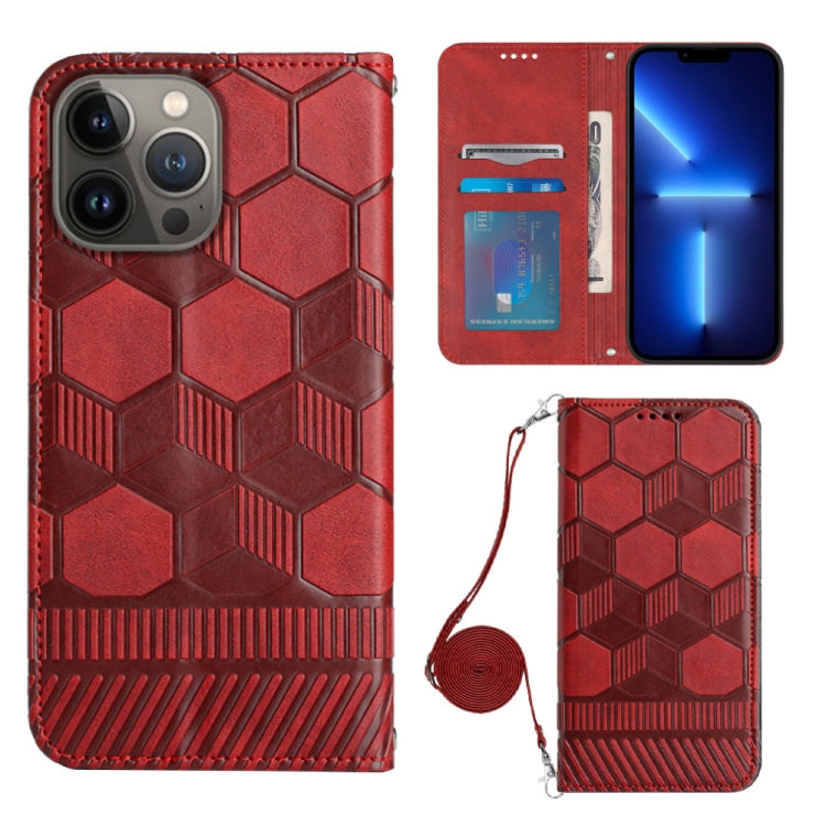 For iPhone 13 Pro Crossbody Football Texture Magnetic PU Phone Case