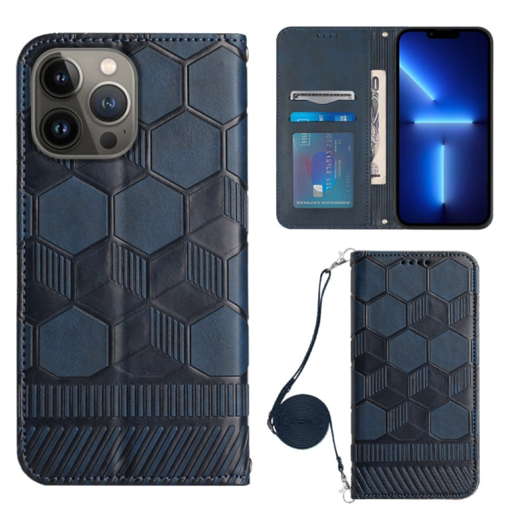 For iPhone 13 Pro Max Crossbody Football Texture Magnetic PU Phone Case
