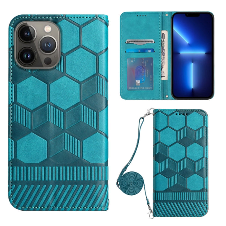 For iPhone 13 Pro Max Crossbody Football Texture Magnetic PU Phone Case