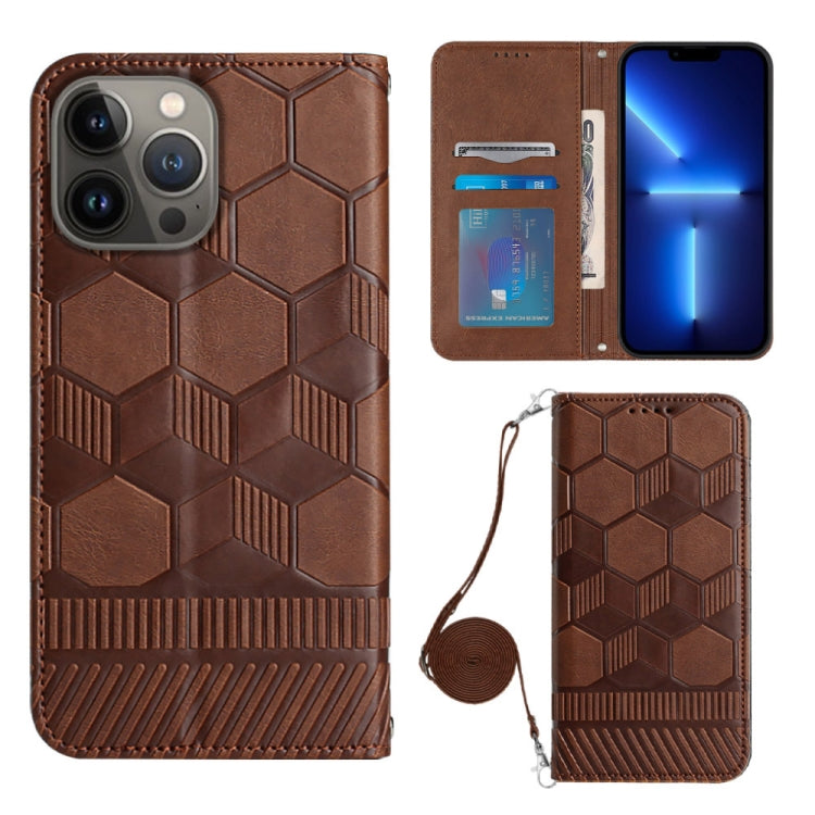 For iPhone 13 Pro Max Crossbody Football Texture Magnetic PU Phone Case