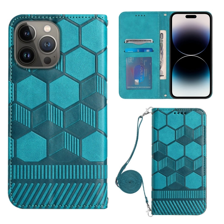 For iPhone 14 Pro Crossbody Football Texture Magnetic PU Phone Case