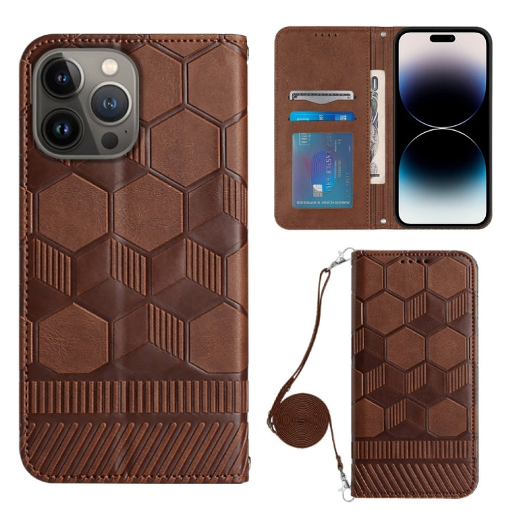 For iPhone 14 Pro Crossbody Football Texture Magnetic PU Phone Case