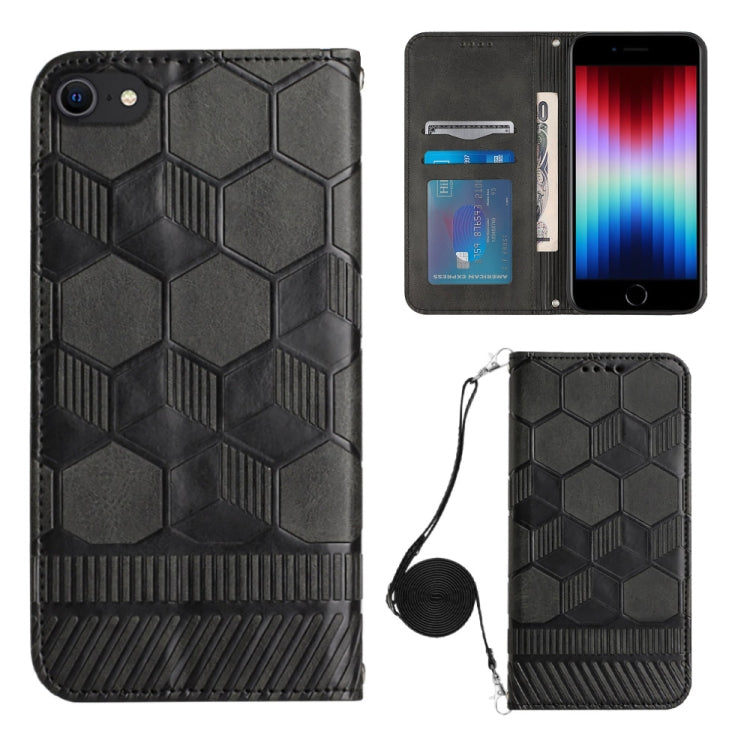For iPhone SE 2022 / SE 2020 / 8 / 7 Crossbody Football Texture Magnetic PU Phone Case