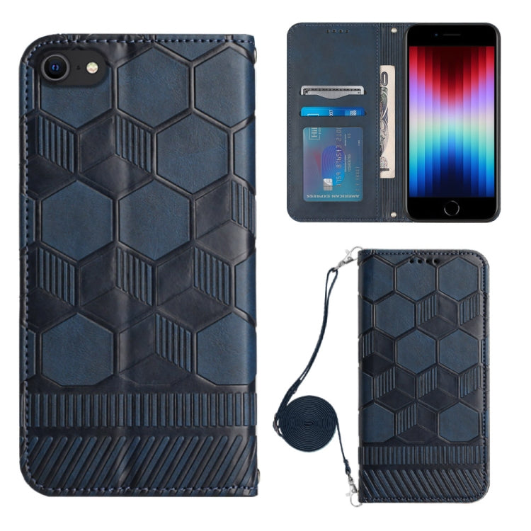 For iPhone SE 2022 / SE 2020 / 8 / 7 Crossbody Football Texture Magnetic PU Phone Case