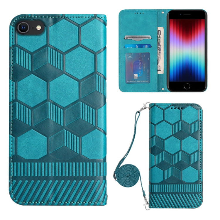 For iPhone SE 2022 / SE 2020 / 8 / 7 Crossbody Football Texture Magnetic PU Phone Case