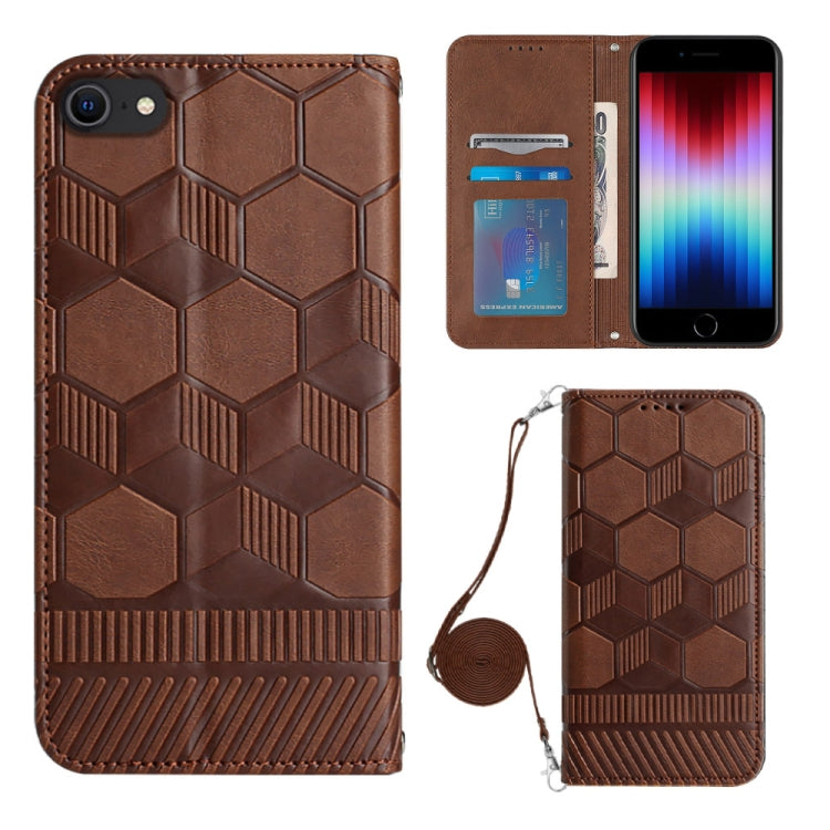 For iPhone SE 2022 / SE 2020 / 8 / 7 Crossbody Football Texture Magnetic PU Phone Case