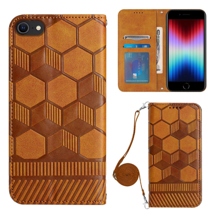 For iPhone SE 2022 / SE 2020 / 8 / 7 Crossbody Football Texture Magnetic PU Phone Case
