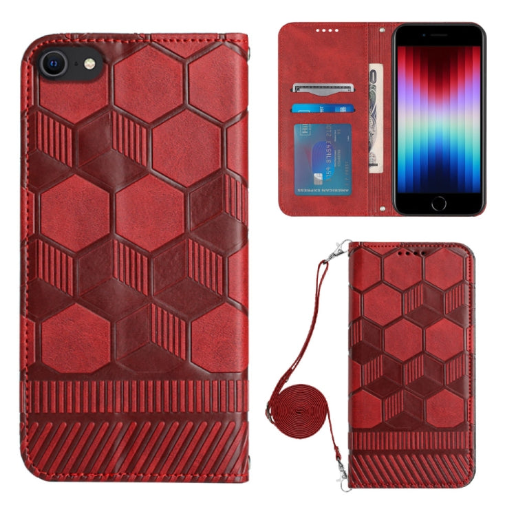 For iPhone SE 2022 / SE 2020 / 8 / 7 Crossbody Football Texture Magnetic PU Phone Case