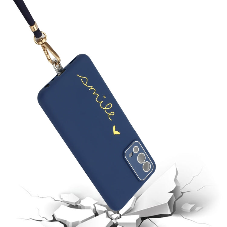 For OPPO A55 4G Gilding Line TPU Phone Case with Strap