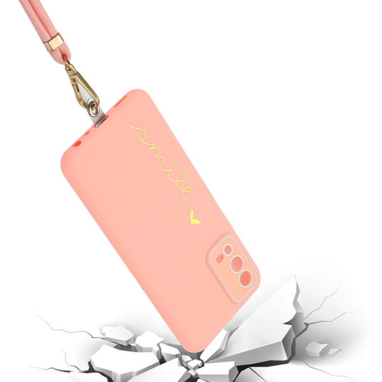 For OPPO A55 4G Gilding Line TPU Phone Case with Strap