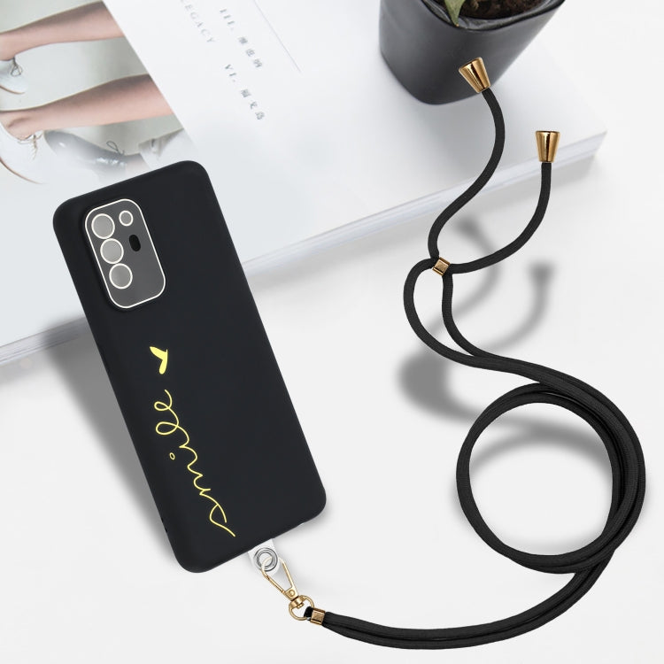 For OPPO A94 5G / A95 5G / Reno5 Z / F19 Pro+ 5G Gilding Line TPU Phone Case with Strap