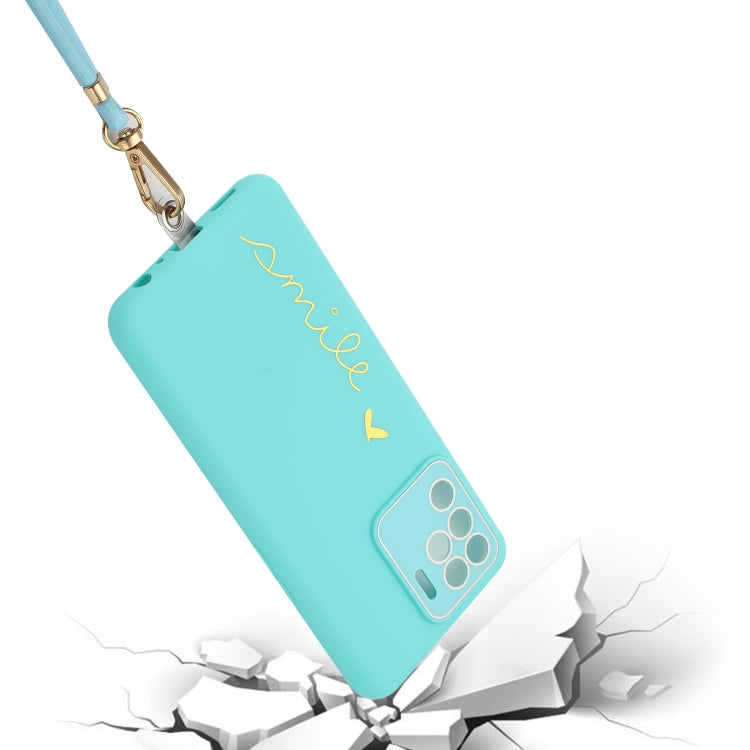 For OPPO F19 Pro / Reno5 F / Reno5 Lite / A94 4G Gilding Line TPU Phone Case with Strap