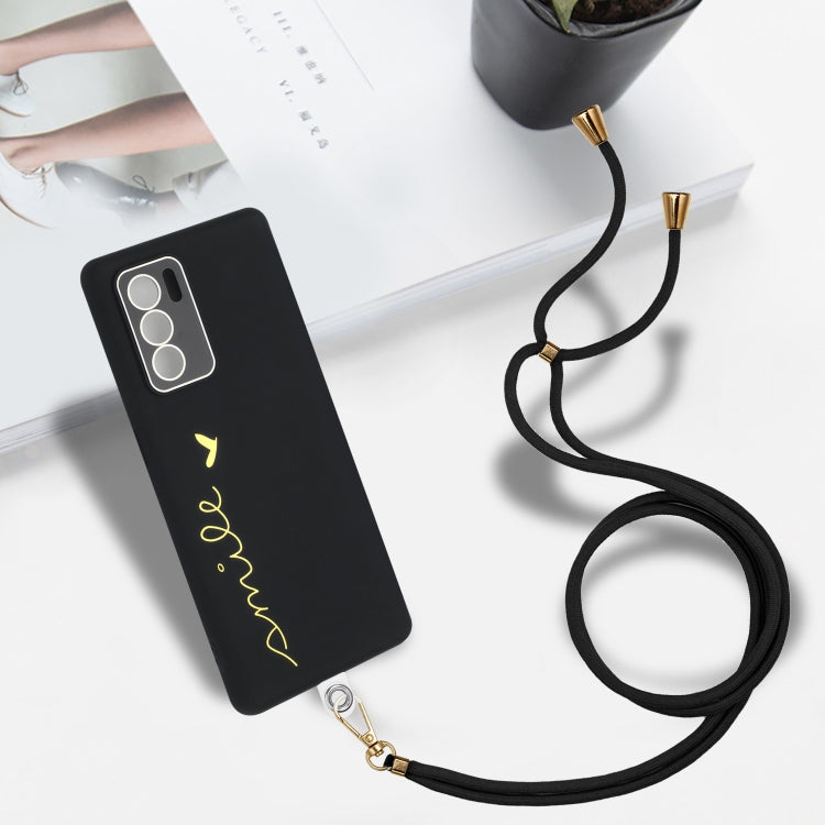 For OPPO Reno6 4G Gilding Line TPU Phone Case with Strap