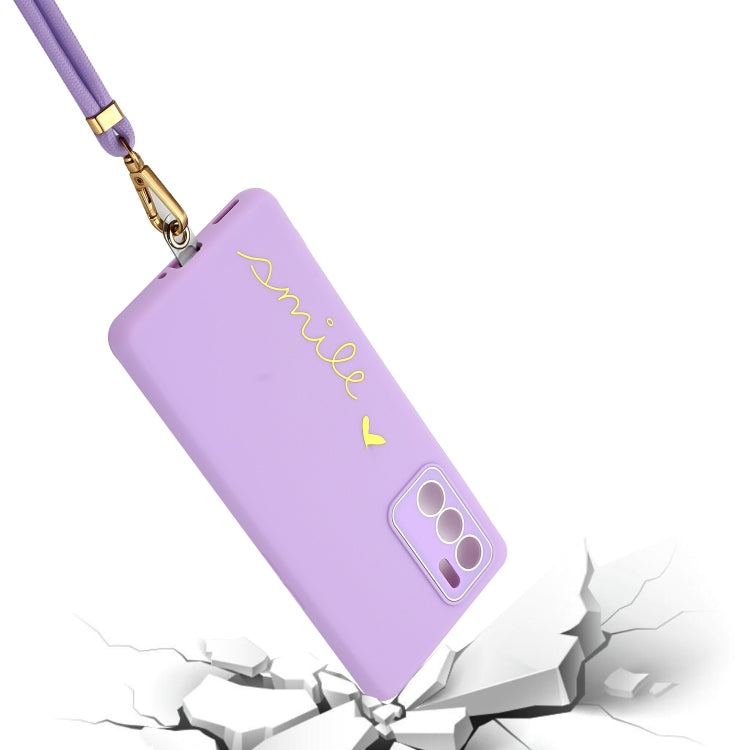 For OPPO Reno6 4G Gilding Line TPU Phone Case with Strap