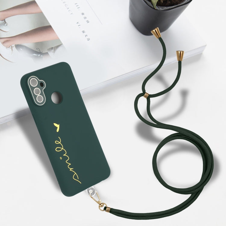 For Realme C3 Gilding Line TPU Phone Case with Strap