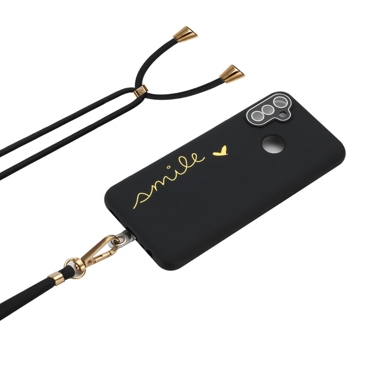 For Realme C3 Gilding Line TPU Phone Case with Strap