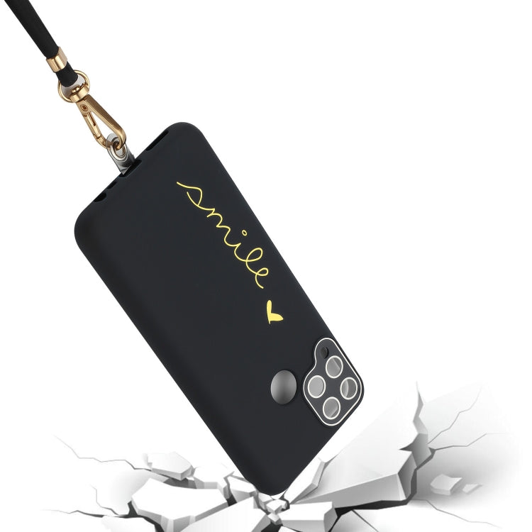 For Realme C15 / C12 Gilding Line TPU Phone Case with Strap