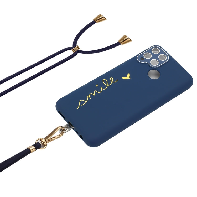 For Realme C15 / C12 Gilding Line TPU Phone Case with Strap