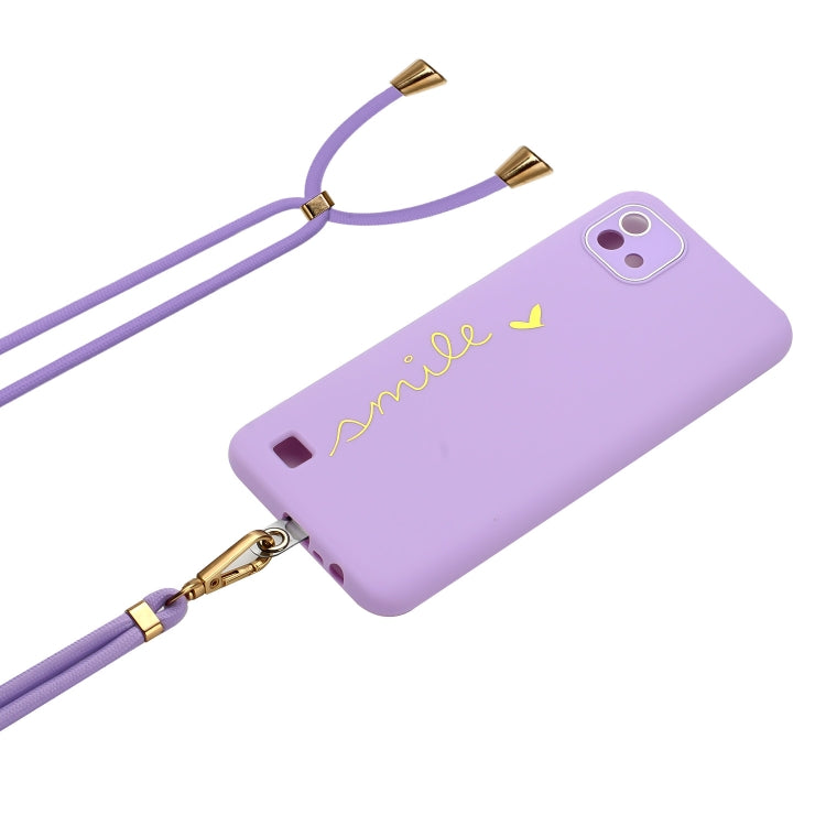 For Realme C20 / C11 2021 / C20A Gilding Line TPU Phone Case with Strap