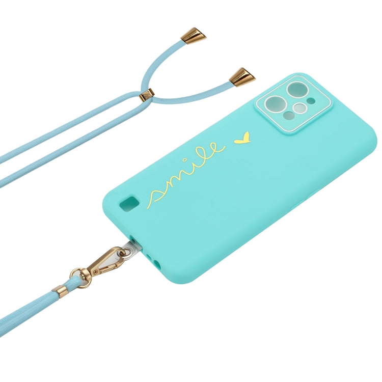 For Realme C31 Gilding Line TPU Phone Case with Strap