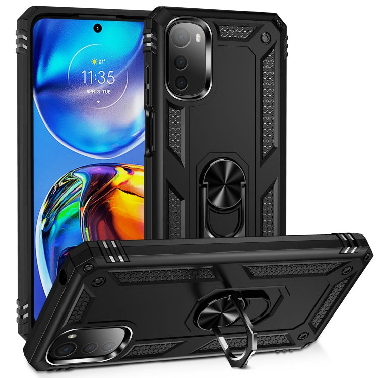 For Motorola Moto E32 4G Shockproof TPU + PC Phone Case with 360 Degree Rotating Holder