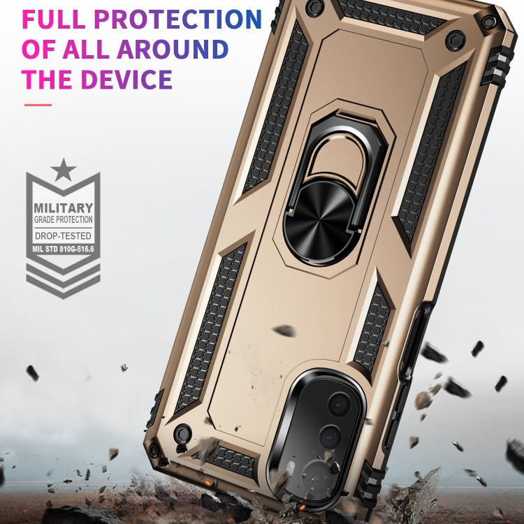 For Motorola Moto E32 4G Shockproof TPU + PC Phone Case with 360 Degree Rotating Holder